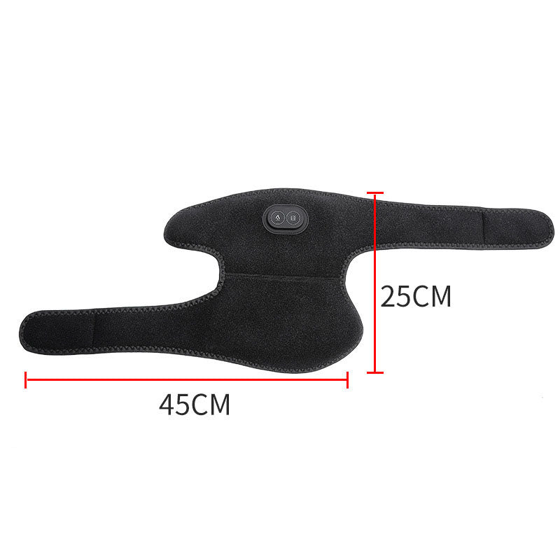 Electric Shoulder Brace Heated Knee Massager Vibration Massage Black Support Strap with Adjustable